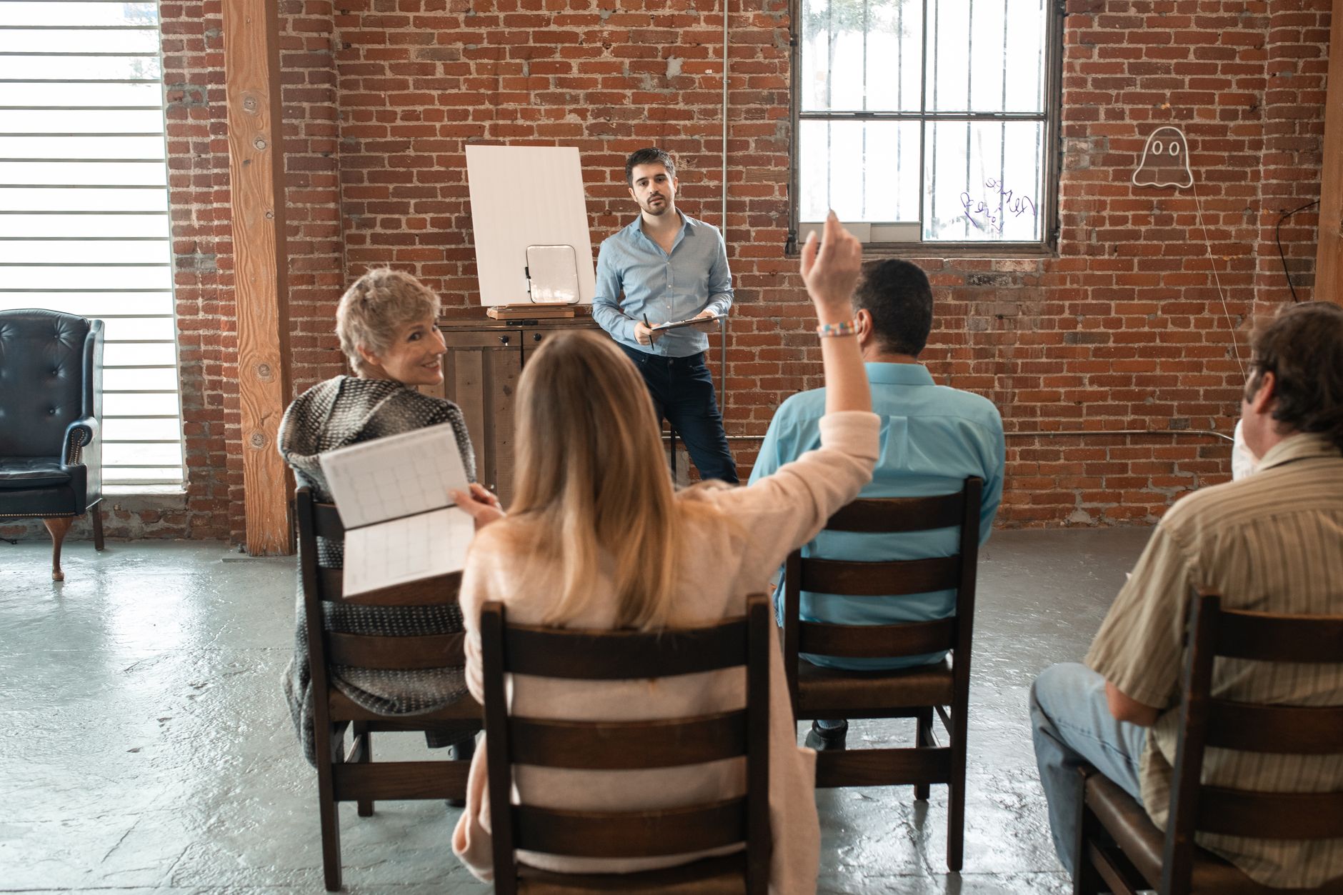 Illustrative photograph of people learning together
