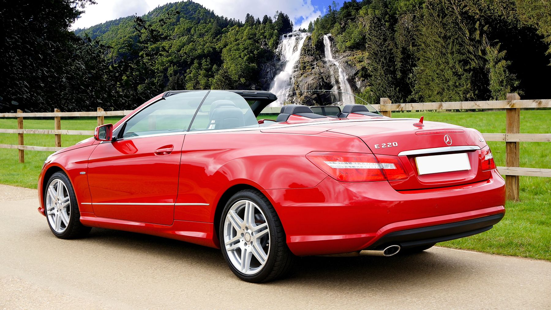 A red convertible