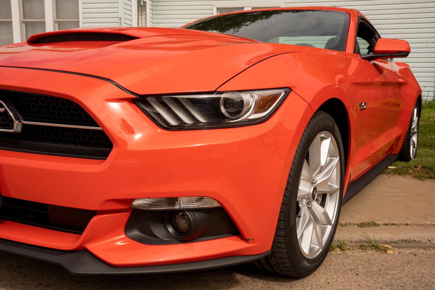 An orange coupe