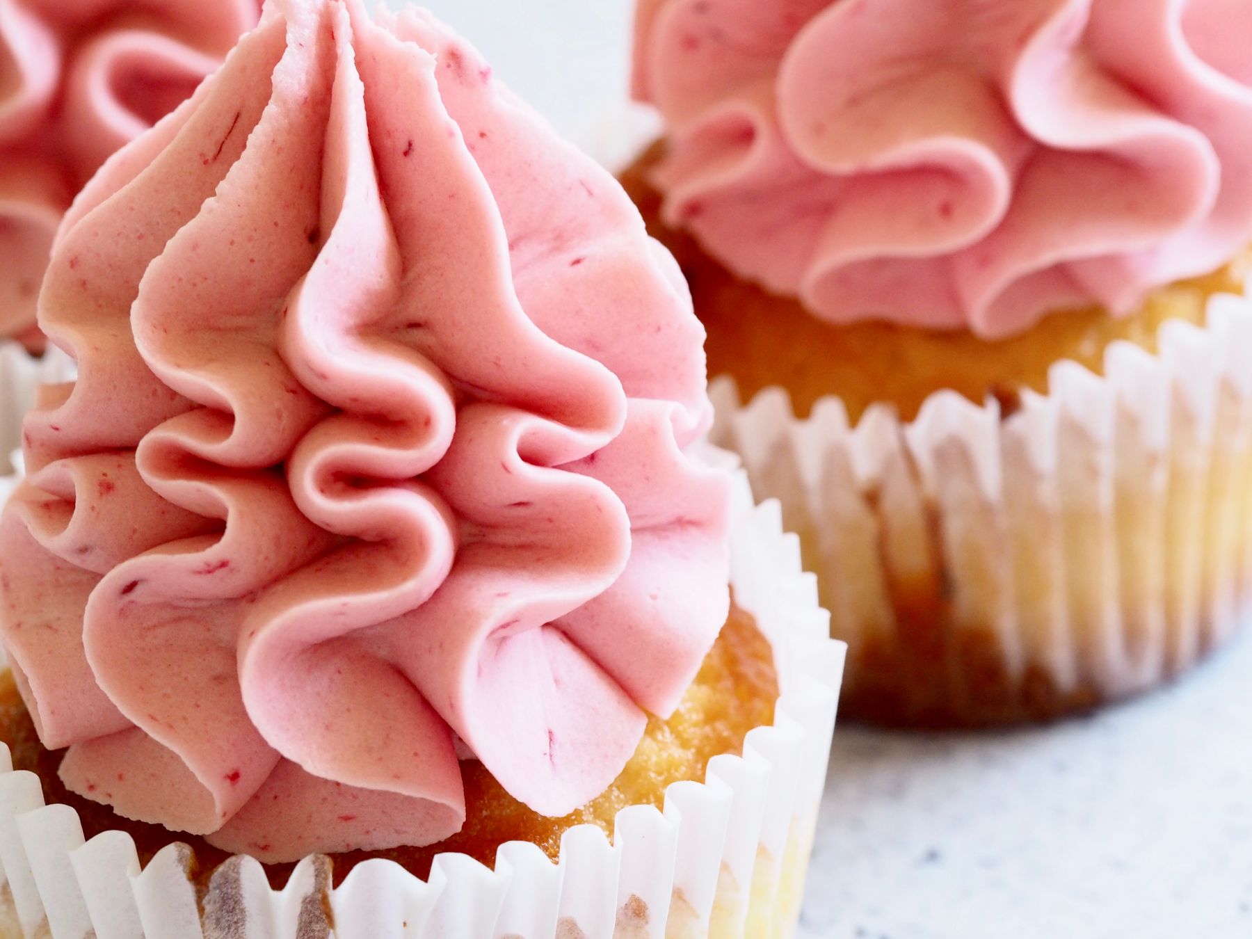 Pink frosted cupcakes